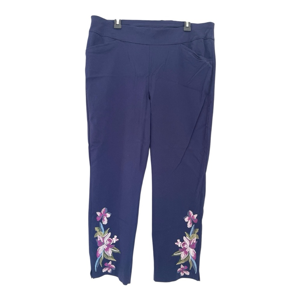 Navy Blue Embroidered Pants
